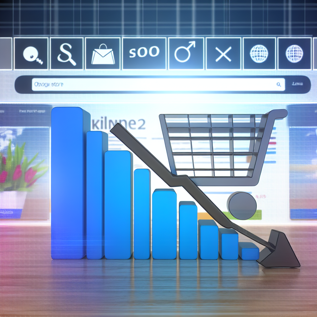Una tienda online con una gráfica descendente que 